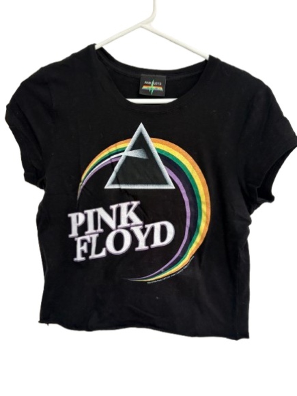 Pink Floyd Black Tee with Rainbow Arc and Prism